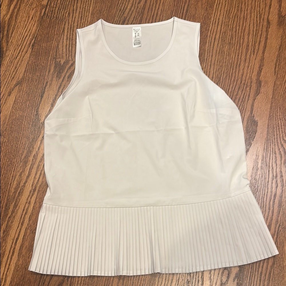 SPANX White Pleated Hem Tank Top